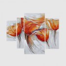 Hand-Painted Abstract Floral/Botanical Any Shape,Modern Four Panels Canvas Oil Painting For Home D