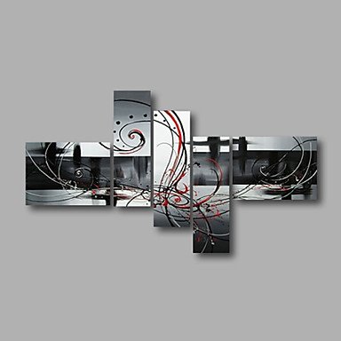 Stretched (ready to hang) Hand-Painted Oil Painting 72"x40" Canvas Wall Art Modern Abstract Black