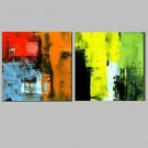 Modern Abstract 2 Sets Paitnings Handpainted Read and Green Color 60x60x2 Cm Home Decoe For Home K