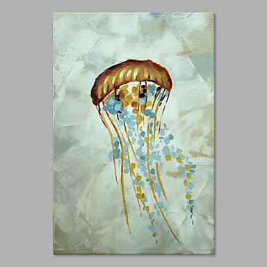 IARTS Hand Painted Modern Abstract Jellyfish Swim in the Sea Field Oil Painting On Canvas with Str