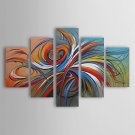 Oil Paintings Set of 5 Modern Abstract Colorful Circles Hand-painted Canvas Ready to Hang