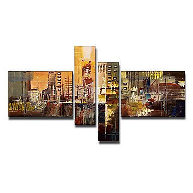 Hand-Painted Abstract / Abstract Landscape Four Panels Canvas Oil Painting For Home Decoration