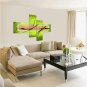 VISUAL STARModern Abstract Oil Painting Set of 4 Green Lines Wall Art Ready to Hang