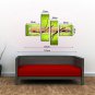 VISUAL STARModern Abstract Oil Painting Set of 4 Green Lines Wall Art Ready to Hang