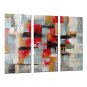 Red 3 Panels Paintings Handmade Design Art Decor Stretchered Ready to Hang