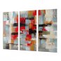 Red 3 Panels Paintings Handmade Design Art Decor Stretchered Ready to Hang