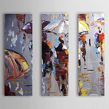 Hand-Painted Abstract Three Panels Canvas Oil Painting For Home Decoration
