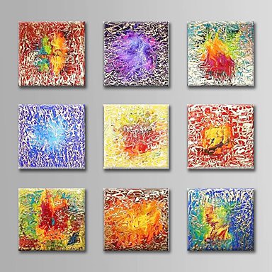 Hand-Painted  Abstract Oil Painting Set of 9 With Stretcher For Home Decoration Ready to Hang