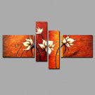 Hand-Painted Abstract Flowers Set Modern Four Panels Canvas Oil Painting For Home Decoration