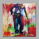 Oil Painting Abstract Comic Men Without Head Framed Handmade Oil Painting For Home Decoration