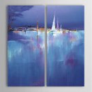 Oil Painting Modern Abstract Landscape Set of 2 Hand Painted Canvas with Stretched Framed