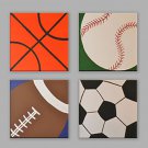 Hand-Painted Abstract Set of 4 Balls Modern Oil Painting On Canvas For Home Decoration
