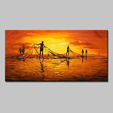 Large Hand Painted Modern Abstract Net Fishing Oil Painting On Canvas Wall Art Picture For Home De