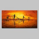 Large Hand Painted Modern Abstract Net Fishing Oil Painting On Canvas Wall Art Picture For Home De
