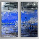 Oil Painting Abstract Landscape Set of 2 Hand Painted Canvas with Stretched Framed Ready to Hang