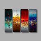 Ready to Hang Hand-Painted Oil Painting on Canvas Wall Art Modern Blue Turquoise Red Home Deco Abs
