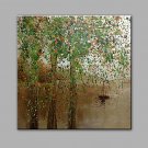 Hand-Painted Abstract The Willows Around The Lake Oil painting Ready To Hang Modern One Panels Can