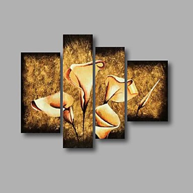 Ready to Hang Stretched Hand-painted Oil Painting 48"x40" Canvas Wall Art Modern Flowers Brown Bei