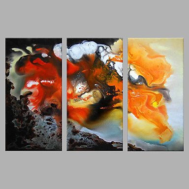 Hand-Painted Artistic Abstract Three Panel Canvas Oil Painting For Home Decoration