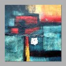 IARTS Hand Painted Oil Painting Modern Colored Rectangle Pattern Abstract with Blue Wall Art Acryl