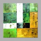 IARTS Hand Painted Oil Painting Modern Colored Rectangle Pattern Abstract with Green Wall Art Acry