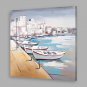 IARTS Modern Abstract Summer Coast Town & Sailing Boat View Oil Painting On Canvas with Stretched