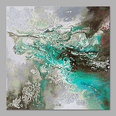 IARTS Hand Painted Abstract Oil Painting The Modern Turquoise & Grey Colored Picture with Stretche