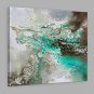 IARTS Hand Painted Abstract Oil Painting The Modern Turquoise & Grey Colored Picture with Stretche