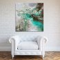 IARTS Hand Painted Abstract Oil Painting The Modern Turquoise & Grey Colored Picture with Stretche