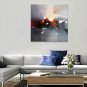 IARTS Hand Painted Modern Abstract Black Background with Red & Yellow Color Spot Oil Painting On C