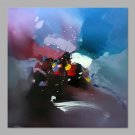 IARTS Hand Painted Modern Abstract Multicolor Blue Background with Red Patch Oil Painting On Canva