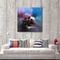 IARTS Hand Painted Modern Abstract Multicolor Blue Background with Red Patch Oil Painting On Canva