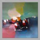 IARTS Hand Painted Modern Abstract Multicolor Background with Red Patch Oil Painting On Canvas wit
