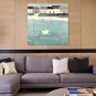 IARTS Modern Abstract Summer Coast Town Oil Painting On Canvas with Stretched Frame Wall Art For H