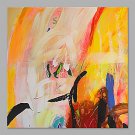 IARTS Hand Painted Abstract Oil Painting  Bright Yellow Picture with Stretched Frame Handmade Oil