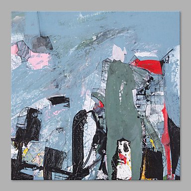 IARTS Hand Painted Abstract Oil Painting The Modern Colorful Paint in Light Blue with Stretched Fr