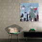IARTS Hand Painted Abstract Oil Painting The Modern Colorful Paint in Light Blue with Stretched Fr