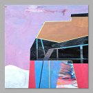 IARTS Hand Painted Modern Abstract Pink Purple Multi-Shape Patch Oil Painting On Canvas with Stret
