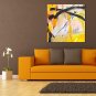 IARTS Hand Painted Abstract Oil Painting Bright Yellow & Black Lines Picture with Stretched Frame