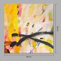 IARTS Hand Painted Abstract Oil Painting Bright Yellow & Black Line with Stretched Frame Handmade