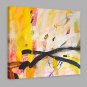 IARTS Hand Painted Abstract Oil Painting Bright Yellow & Black Line with Stretched Frame Handmade
