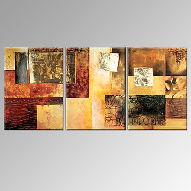 VISUAL STAR3 Panel Oil Painting Modern Handmade Stretched and Framed Wall Art Ready to Hang