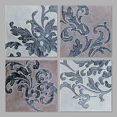 Hand-Painted Abstract Square,Modern Four Panels Canvas Oil Painting For Home Decoration