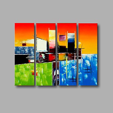 Stretched (Ready to hang) Hand-Painted Oil Painting 120cmx90cm Canvas Wall Art Modern Orange Blue