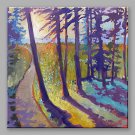 IARTSHand Painted The Shadow of Purple Trees Oil Painting with Stretched Frame For Home Decoration