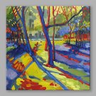 IARTS Oil Painting Modern Abstract Knife Blue Woods Art Acrylic Canvas Wall Art For Home Decoratio