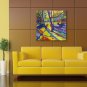 IARTS Oil Painting Modern Abstract Knife Blue Woods Art Acrylic Canvas Wall Art For Home Decoratio