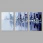 IARTS Oil Painting Modern Abstract Purple Knife Painting City Set of 3 Art Acrylic Canvas Wall Art