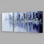 IARTS Oil Painting Modern Abstract Purple Knife Painting City Set of 3 Art Acrylic Canvas Wall Art