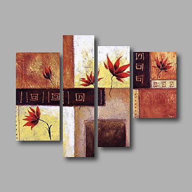 Stretched (ready to hang) Hand-painted Oil Painting 48"x40" Canvas Wall Art Modern Flowers Brown B